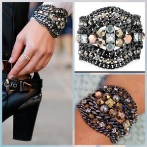 Stella & Dot Kahlo bracelet Mixed metal Hermatite & rose gold statement bracelet